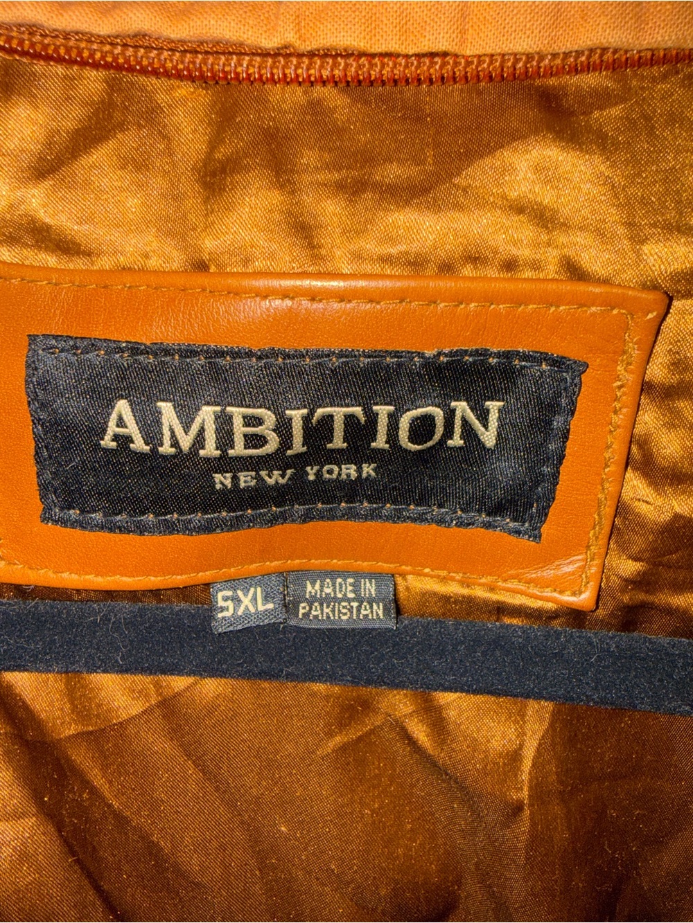 Ambition Men's Cognac Brown Leather Bomber Jacket - Picture 2 of 3